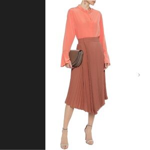 New with tag Donna Karan Silk Blouse Shirt Pink Salmon color size XS